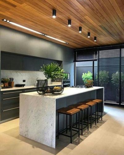 cozinha com ilha Decoração no Estilo Industrial