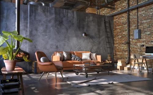 sala escura Decoração no Estilo Industrial